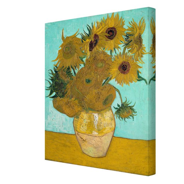 Leinwandbild Hund Vincent van Gogh - Vase mit Sonnenblumen