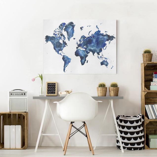 Wandbilder Weltkarten Wasser-Weltkarte hell