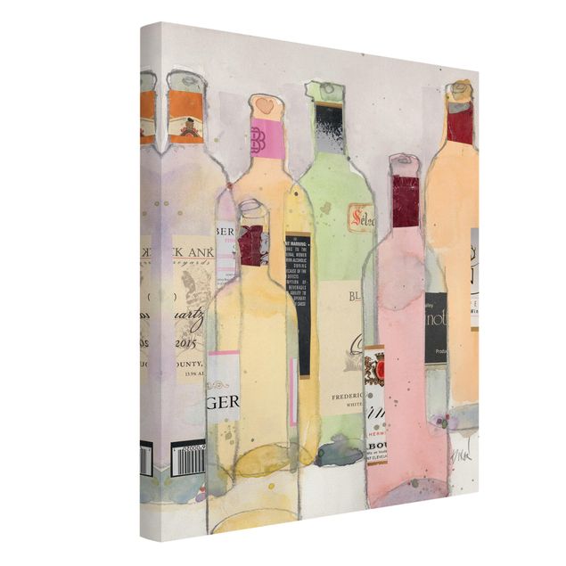 Leinwandbilder kaufen Weinflaschen in Wasserfarbe I