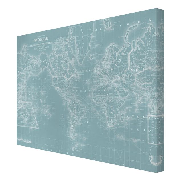 Bilder Weltkarte in Eisblau