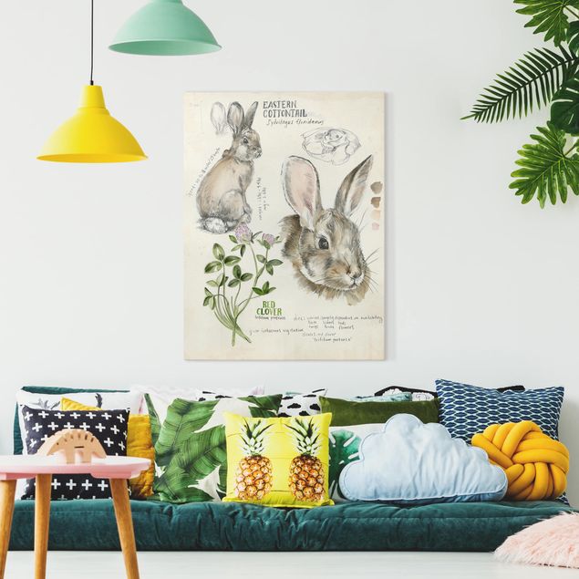 Wandbilder Floral Wildnis Journal - Kaninchen