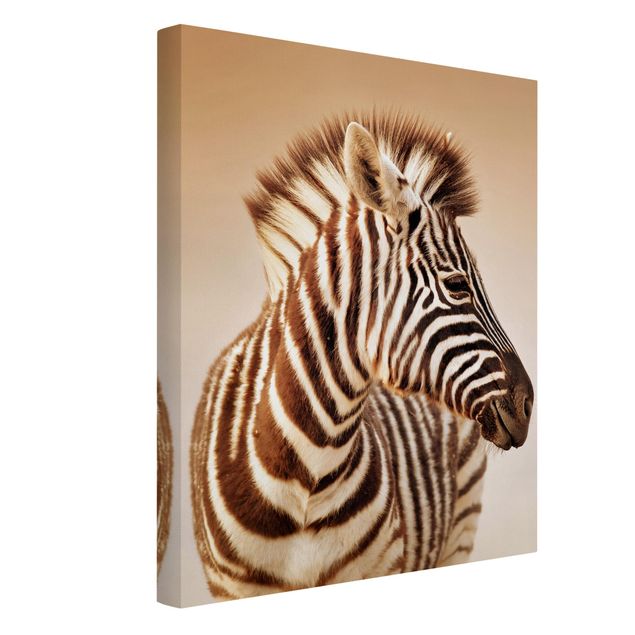 Leinwand schwarz-weiß Zebra Baby Portrait