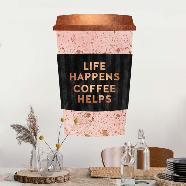 Wandtattoo Kaffee Life happens - Coffee helps