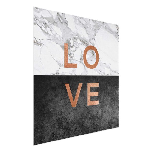 Wandbilder Schwarz-Weiß Love Kupfer und Marmor