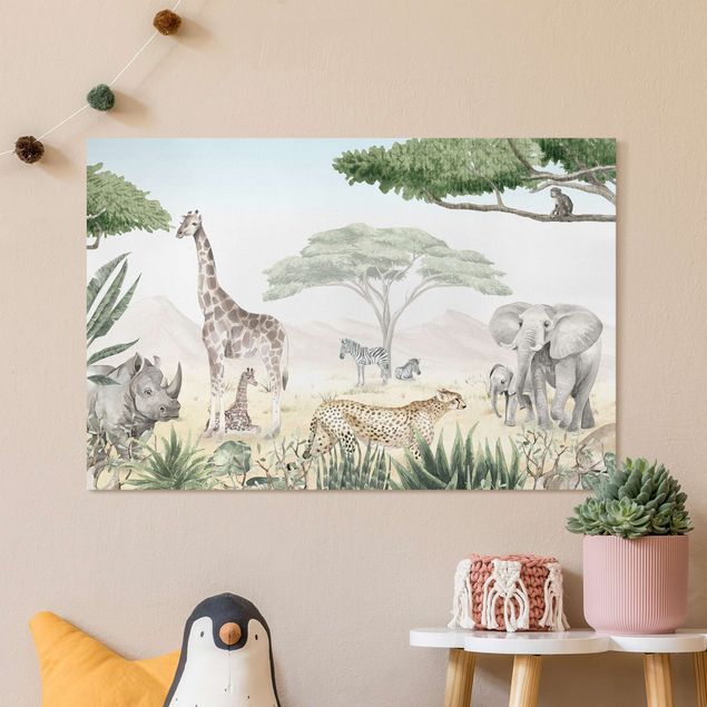 Wandbilder Elefanten Majestätische Tierwelt der Savanne