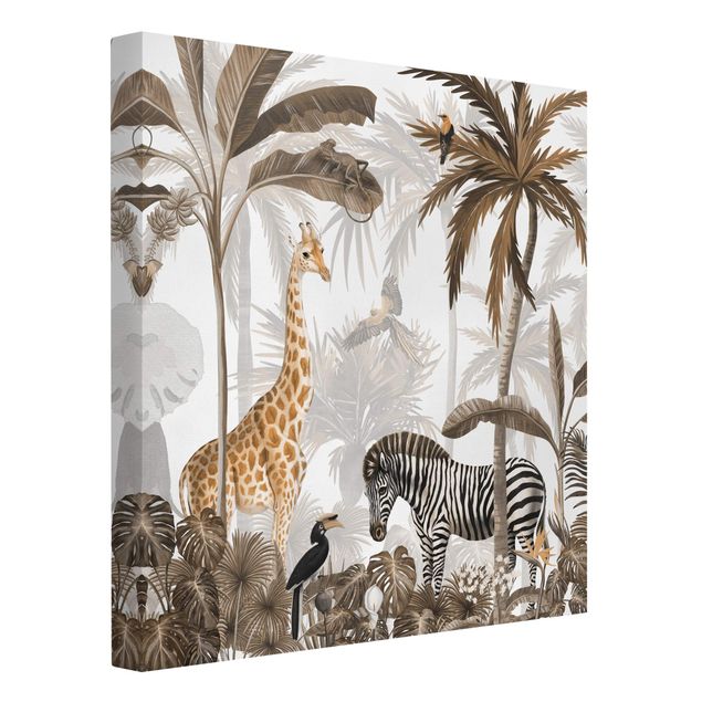 Leinwandbild Giraffe Majestätische Tierwelt im Dschungel Sepia