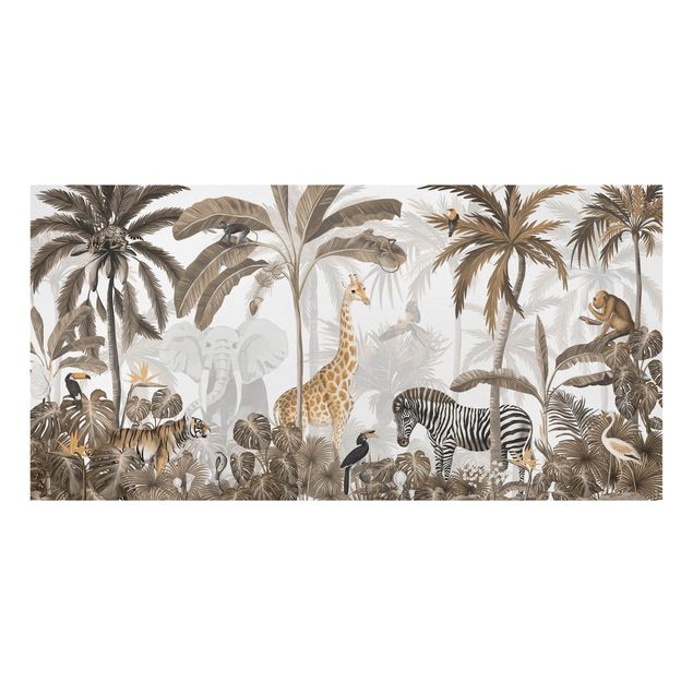 Wandbilder Giraffen Majestätische Tierwelt im Dschungel Sepia