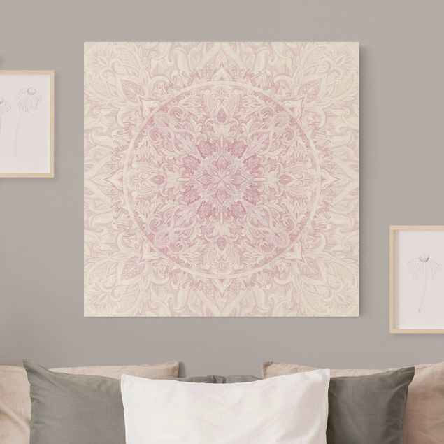 Leinwandbilder Muster Mandala Aquarell Ornament rosa