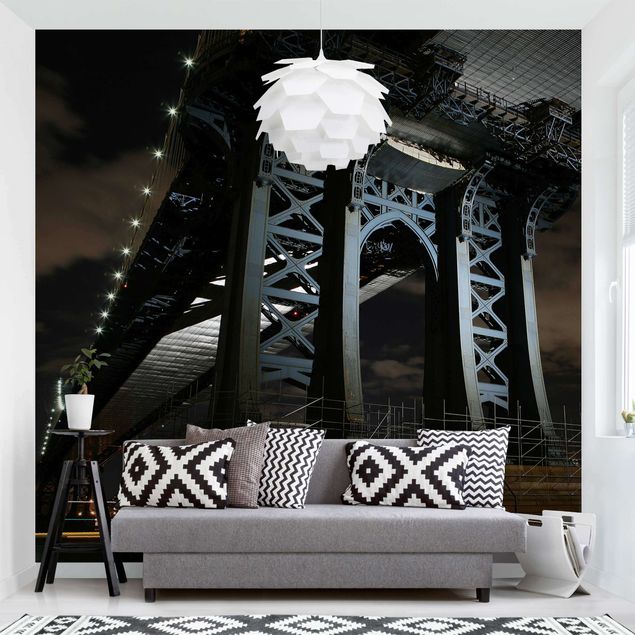 Fototapete New York Manhattan Bridge bei Nacht