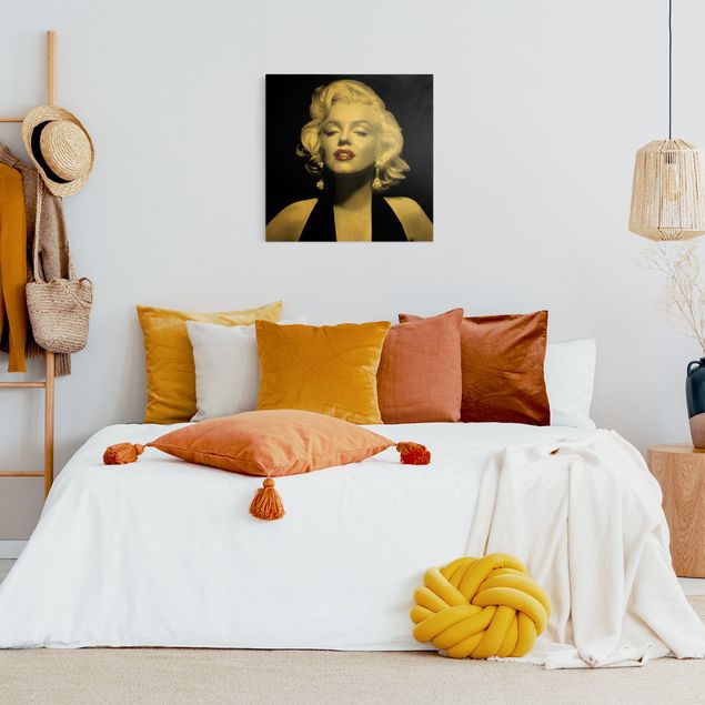 Wandbilder Portrait Marilyn mit roten Lippen