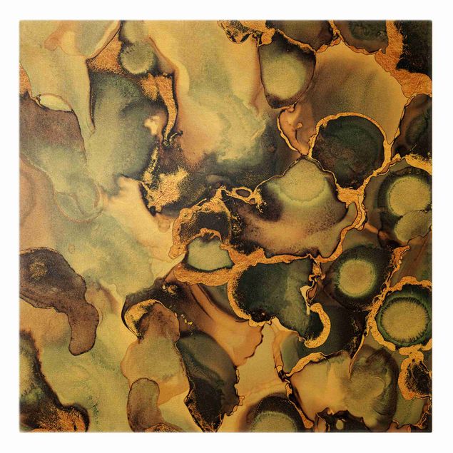 Wandbilder Kunstdrucke Marmor Aquarell mit Gold