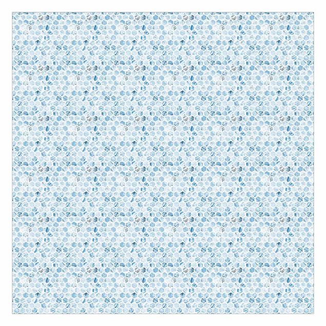 Tapeten Modern Marmor Hexagone Blaue Schattierungen
