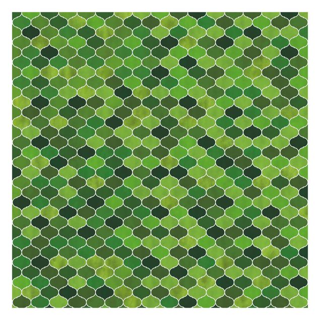 Fototapete Marokkanisches Aquarell Muster Grün