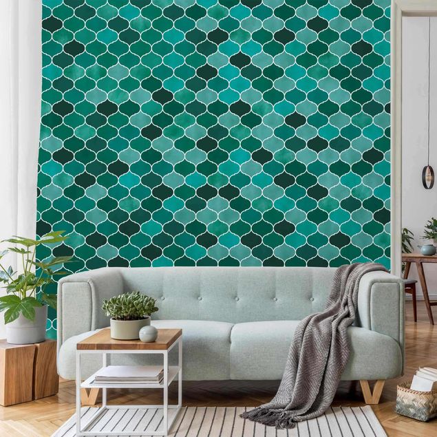 Tapete geometrisch Marokkanisches Aquarell Muster