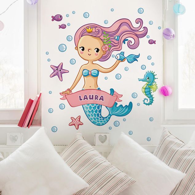 Deko Kinderzimmer Meerjungfrau mit Wunschname