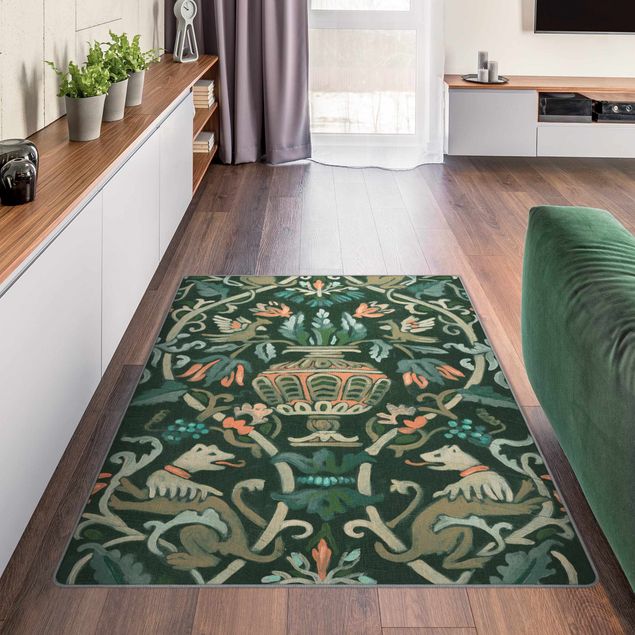 Grün Teppich Mittelalterlicher Teppich I