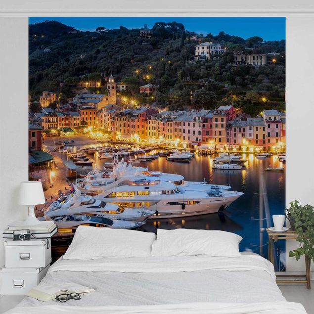 moderne Fototapete Nacht im Hafen von Portofino