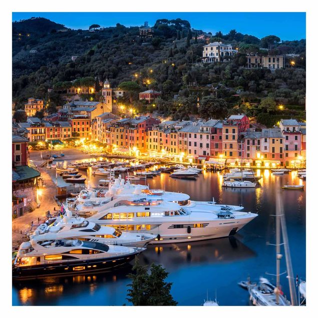 Fototapete - Nacht im Hafen von Portofino