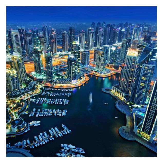 Fototapete - Nächtliche Dubai Marina