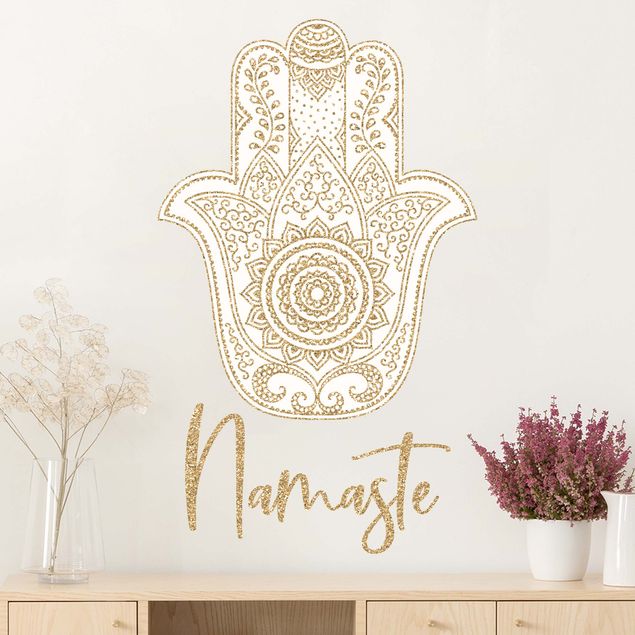 Wandtattoo - Namaste - Hamsa Hand Gold