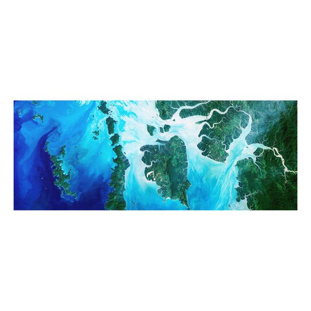 Glasbild Meer NASA Fotografie Archipel Südostasien