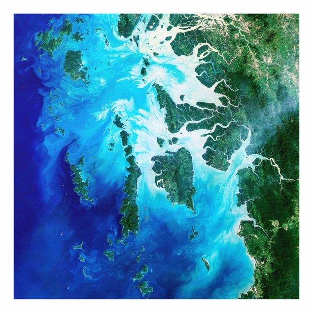 Glasbilder Strand NASA Fotografie Archipel Südostasien