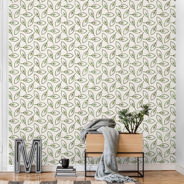 Wanddeko Küche Natürliches Muster Blattlinien in Grün