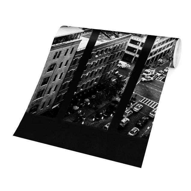 Fototapete Stadt New York Fensterblick schwarz-weiss