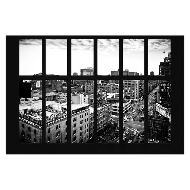 Foto Tapete New York Fensterblick schwarz-weiss