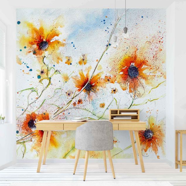 Fototapete modern Painted Flowers