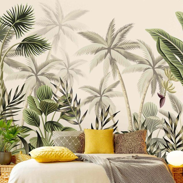 Wandtapete gruen Palmen im Dschungel