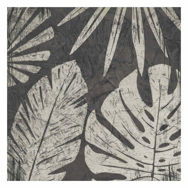 Fototapete - Palmenblätter vor Dunkelgrau