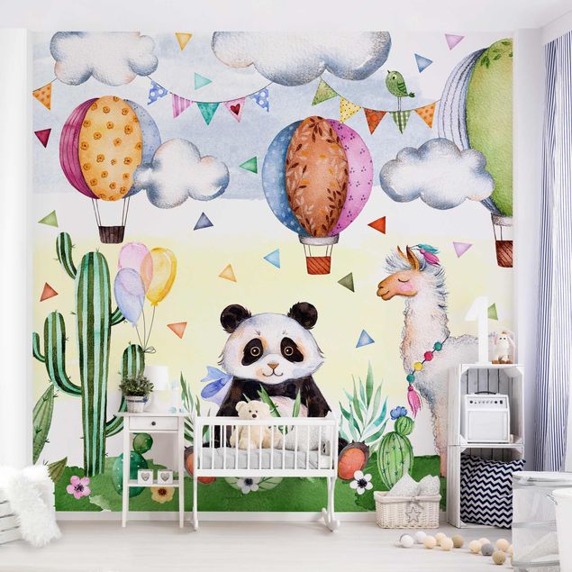 Kinderzimmer Deko Panda und Lama Aquarell