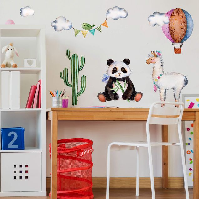 Kinderzimmer Deko Panda und Lama Aquarell Set