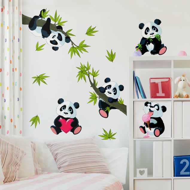 Deko Kinderzimmer Pandabären Set Herz
