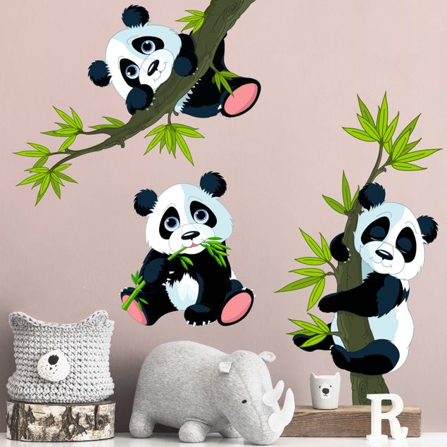 Wandsticker Panda Pandabären Set