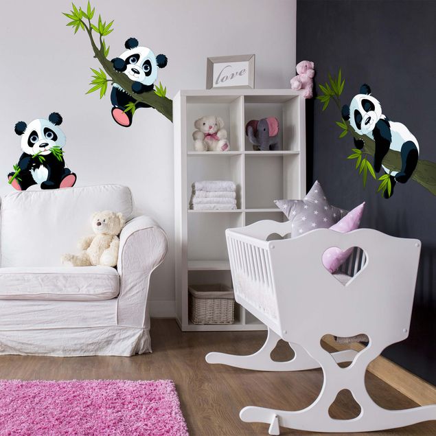 Wandtattoo Wald Pandabären Set