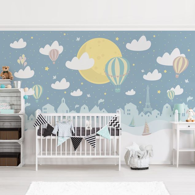 Babyzimmer Deko Paris mit Sternen und Heißluftballon