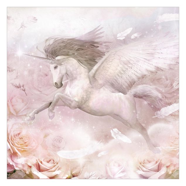 Fototapete kaufen Pegasus Einhorn mit Rosen