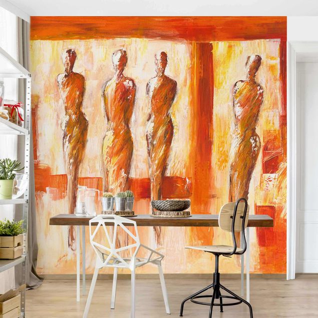 Küche Dekoration Vier Figuren in Orange