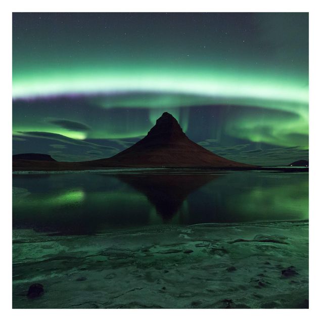 Wandtapete gruen Polarlicht in Island
