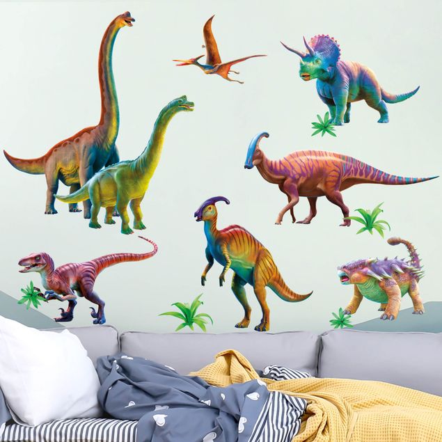 Deko Kinderzimmer Regenbogen Dinosaurier Set