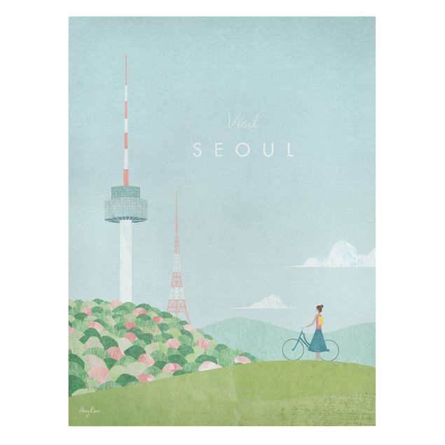 Skyline Leinwand Reiseposter - Seoul