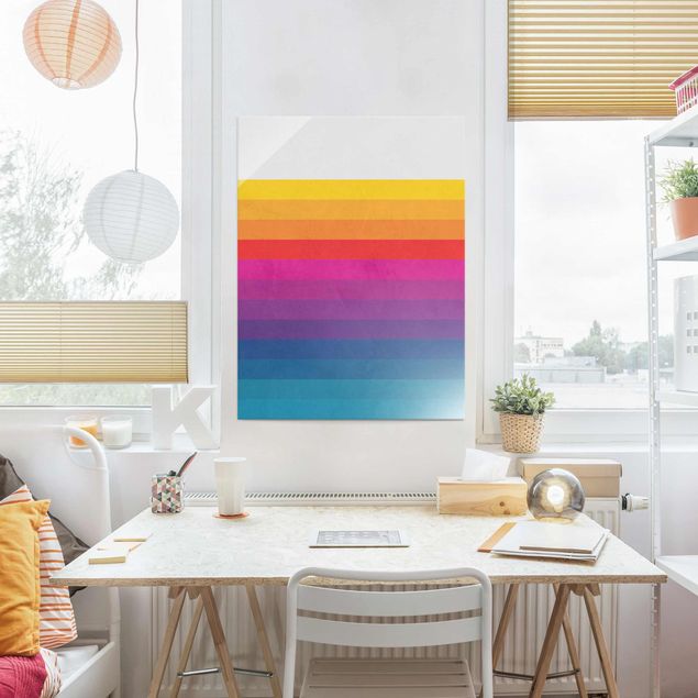 Wandbilder Modern Retro Regenbogen Streifen