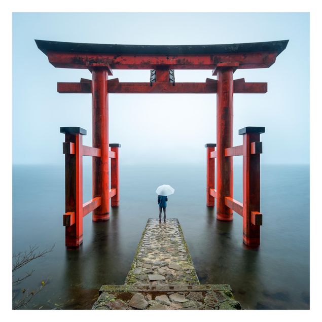 Foto Tapete Rotes Torii am Ashi-See