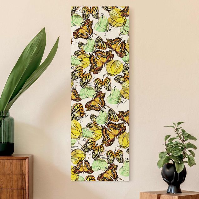 Wandbilder Schmetterlinge Schwarm von Gelben Schmetterlingen