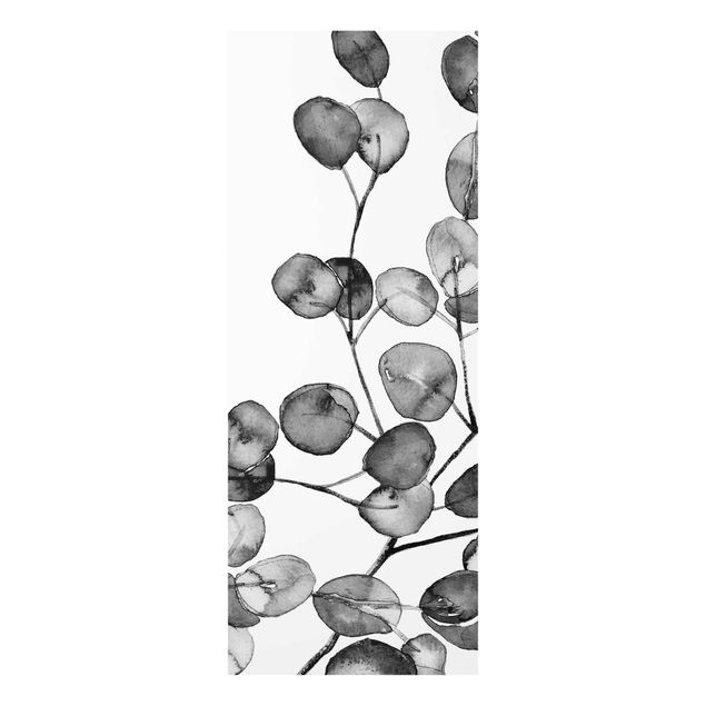 Wandbilder Schwarz-Weiß Schwarz Weiß Aquarell Eukalyptuszweig