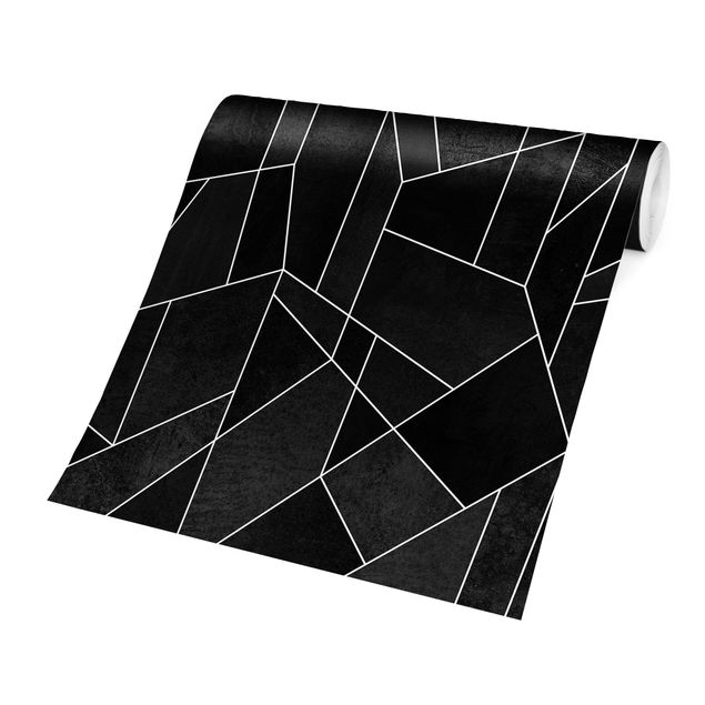 Fototapete schwarz Schwarz Weiß Geometrie Aquarell
