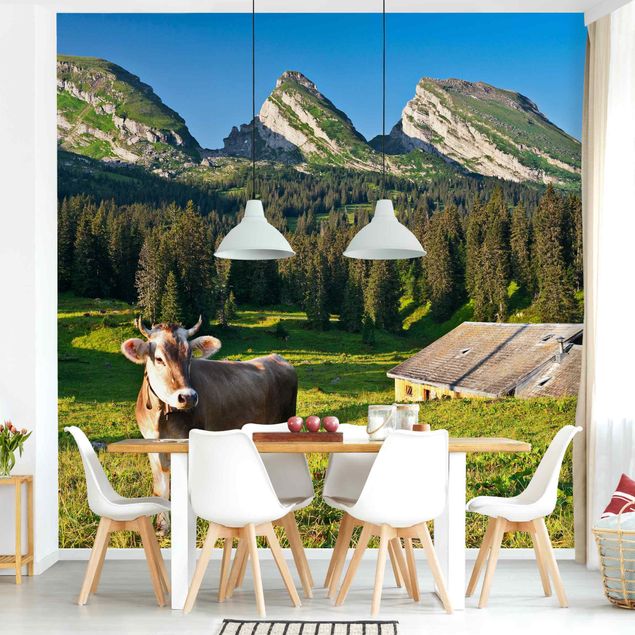 Küche Dekoration Schweizer Almwiese mit Kuh
