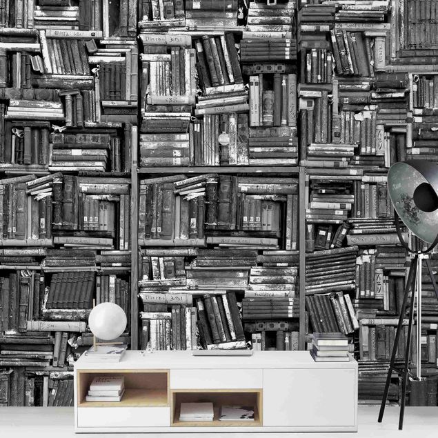 Wanddeko Küche Shabby Bücherwand schwarz weiß